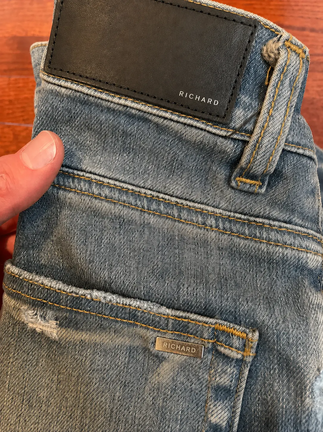 Richard Roy leather denim patch